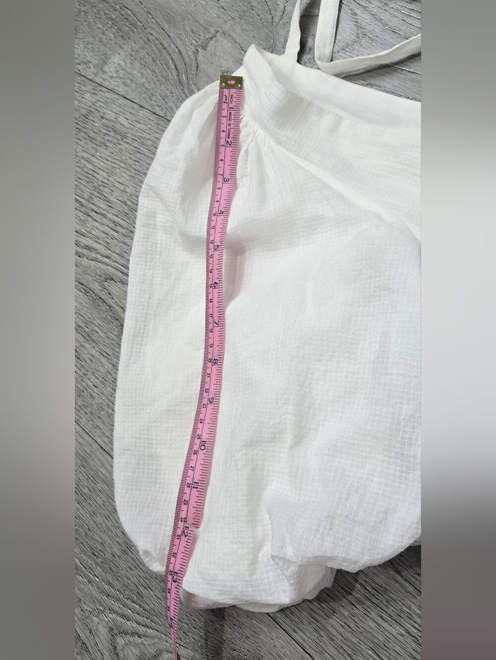 Anthropologie Square-Neck Puff-Sleeve Tiered Mini Dress White M - Picture 14 of 17